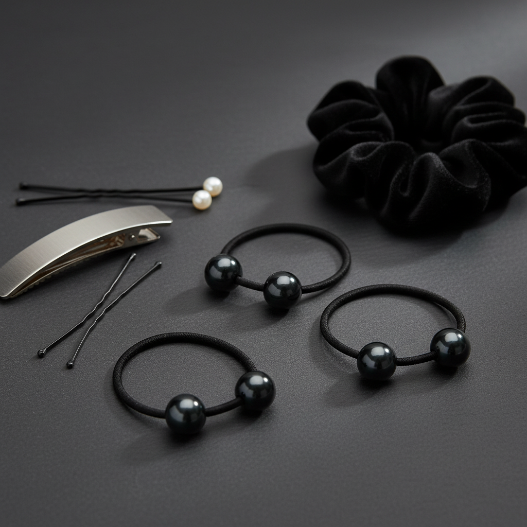 Blossom Black Acrylic Bead Hair Ties