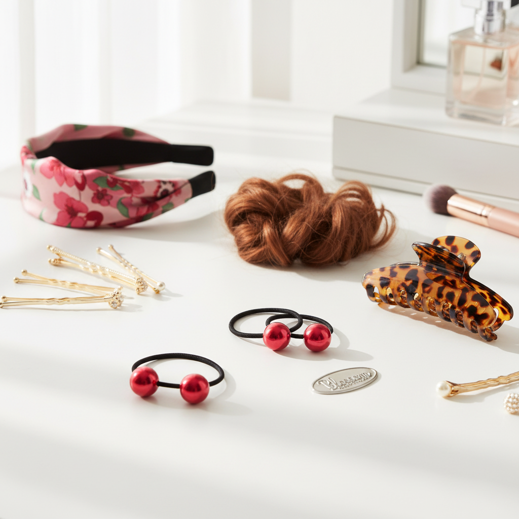 Blossom Red Acrylic Bead Hair Ties