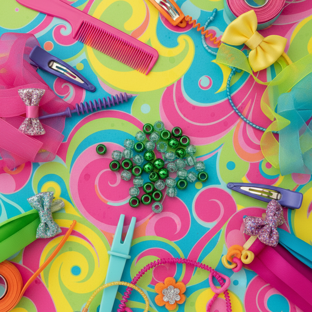 Green Transparent Kids Hair Beads Lifestyle