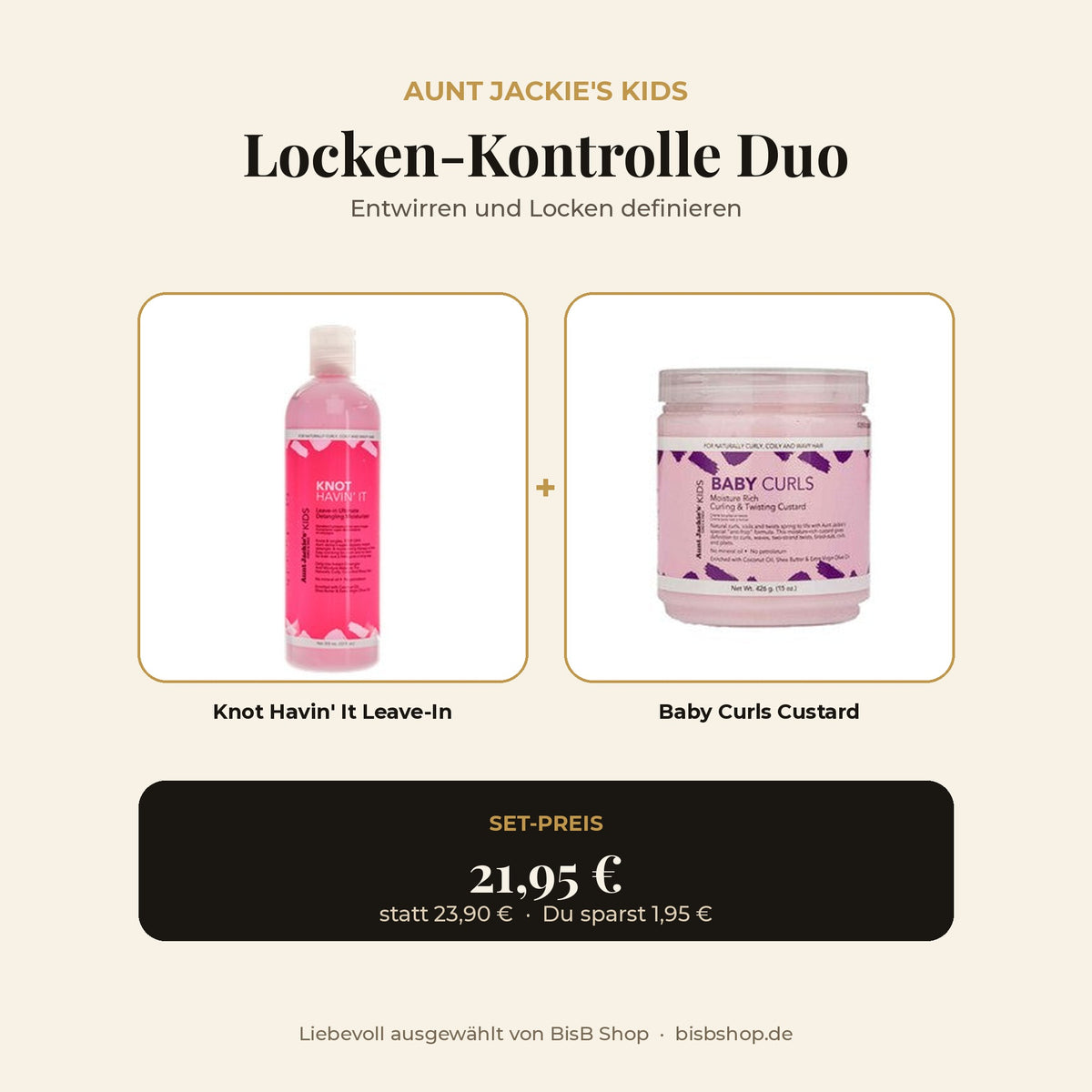Aunt Jackie's Kids Locken-Kontrolle Duo: Knot Havin' It Leave-In und Baby Curls Custard
