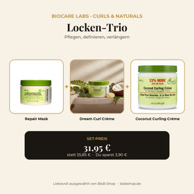 Biocare Labs Curls & Naturals Locken-Trio – Repair Mask, Dream Curl Crème und Coconut Curling Crème
