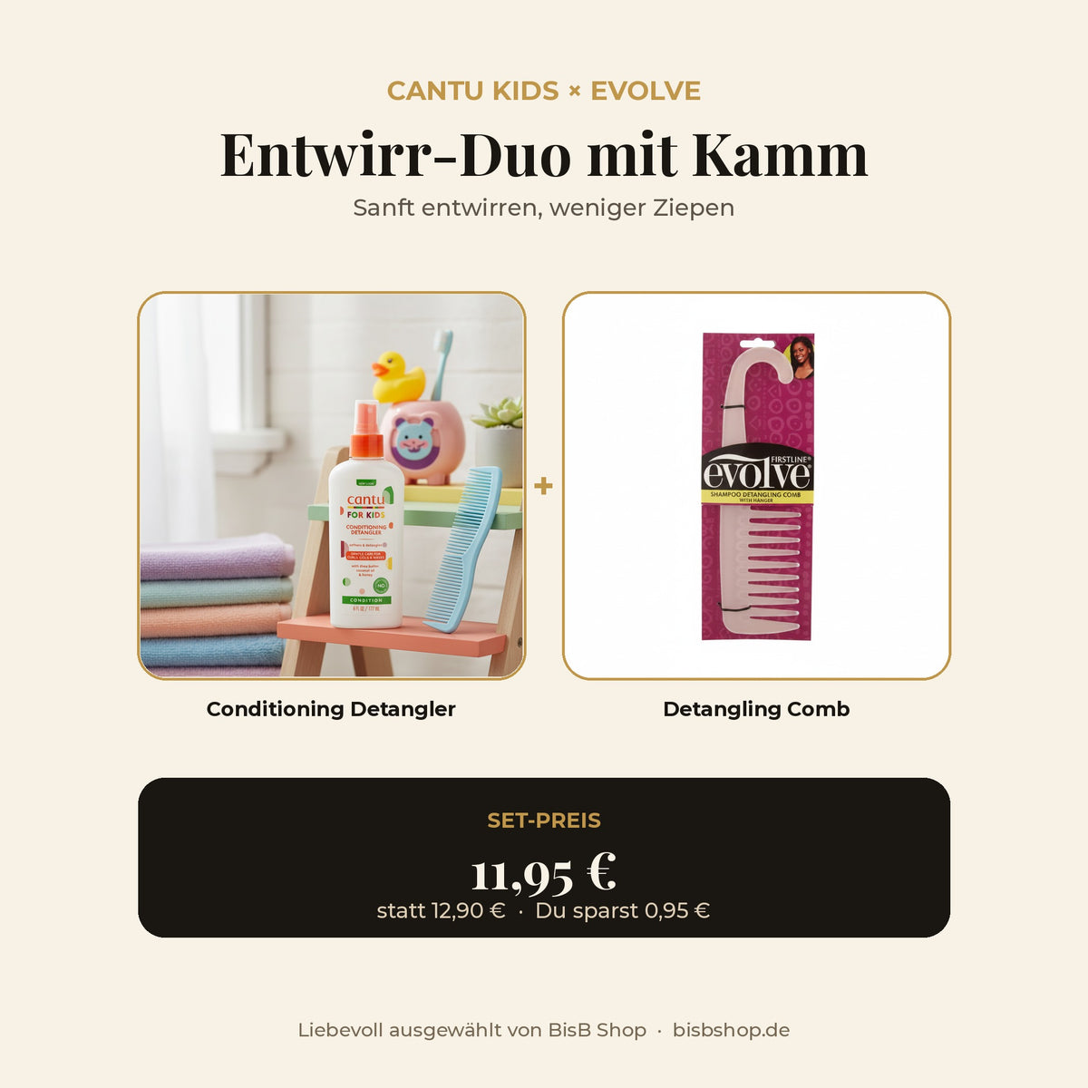 Cantu Kids Entwirr-Duo: Conditioning Detangler und Evolve Detangling Comb