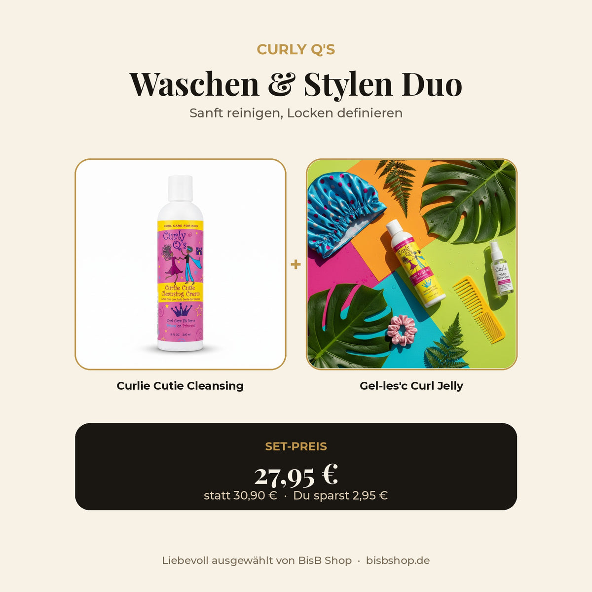 Curls Curly Q's Waschen & Stylen Duo – Curlie Cutie Cleansing Cream und Gel-les'c Curl Jelly