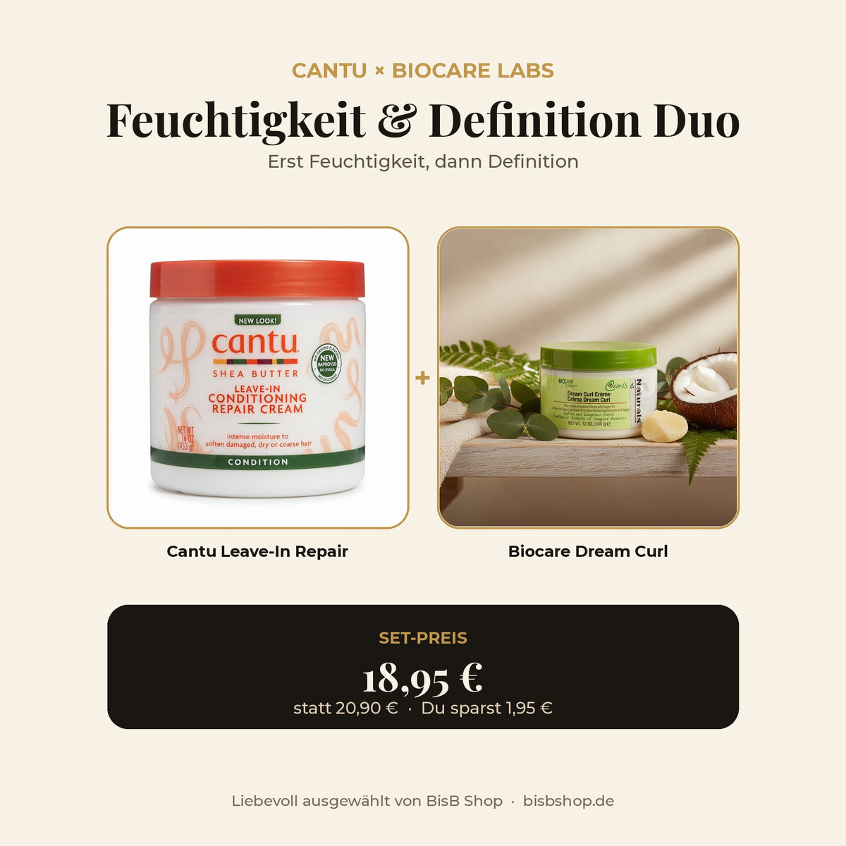 Feuchtigkeit & Definition Duo – Cantu Leave-In Repair Cream und Biocare Dream Curl Crème