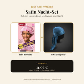 Satin Nacht-Set – Satin Bonnet XL in Pink und Satin Durag in Navy
