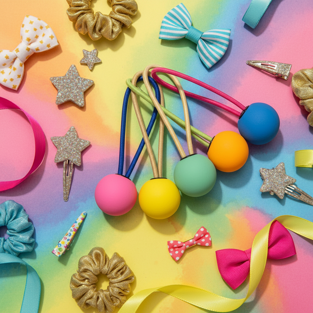 Large Acrylic Candy Colour Bead Hair Ties