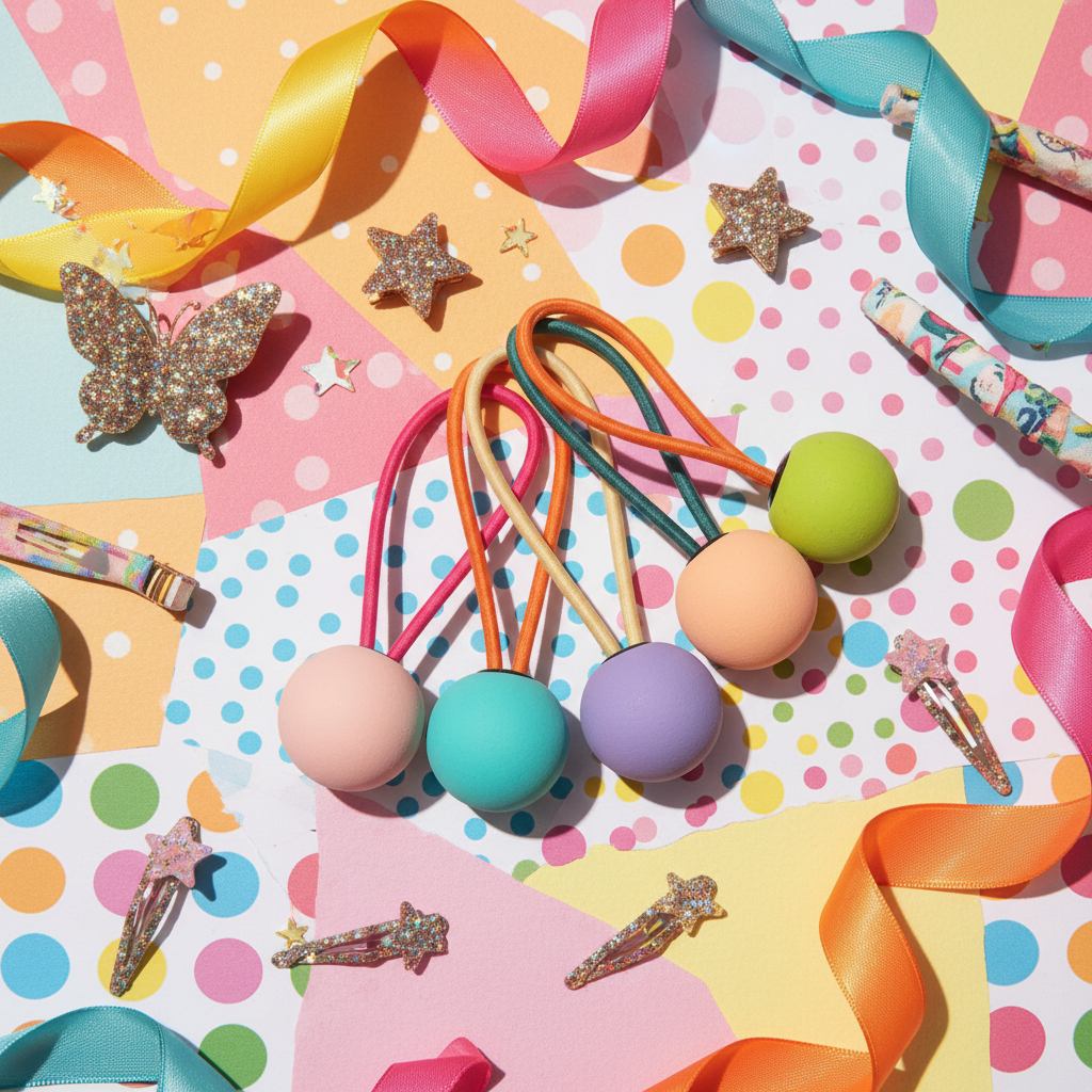 Large Acrylic Rainbow Bead Hair Ties