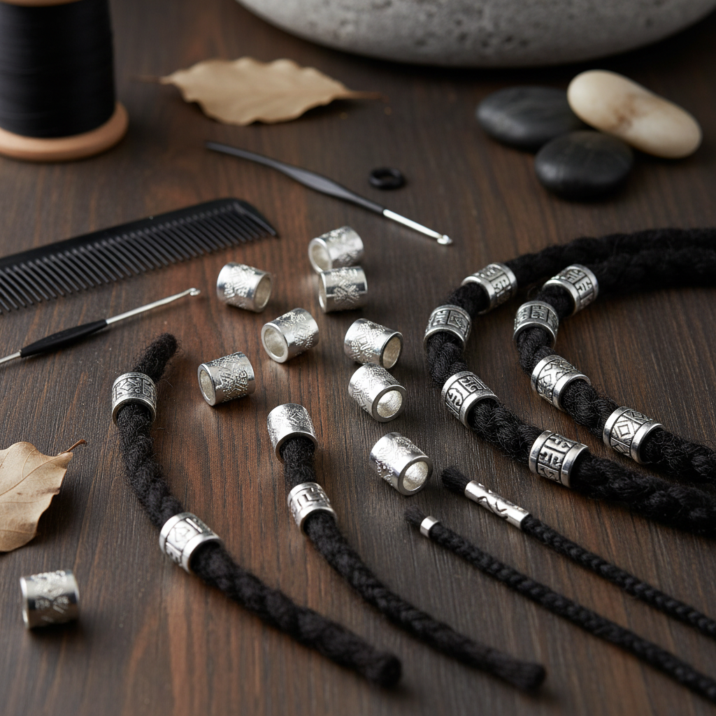 Large Silver Hair Beads