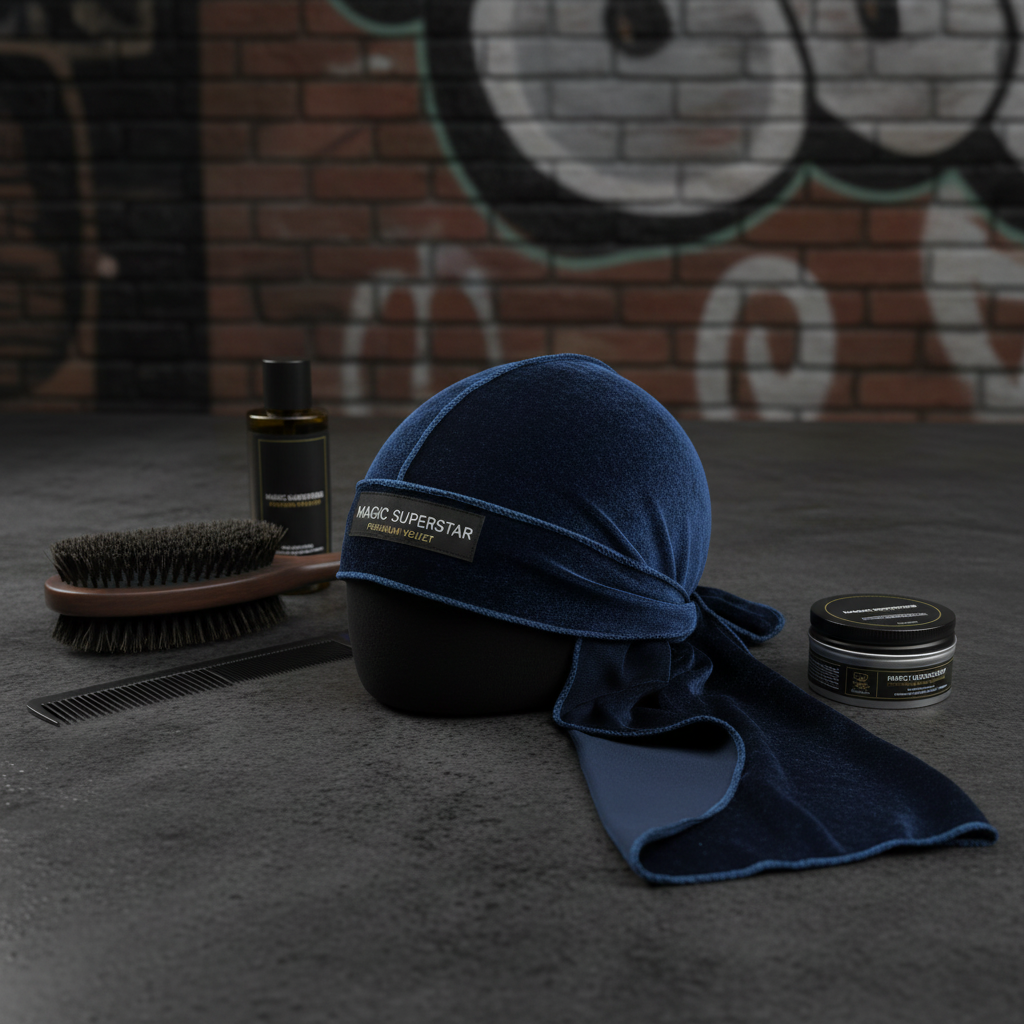 Magic Superstar Velvet Durag Navy