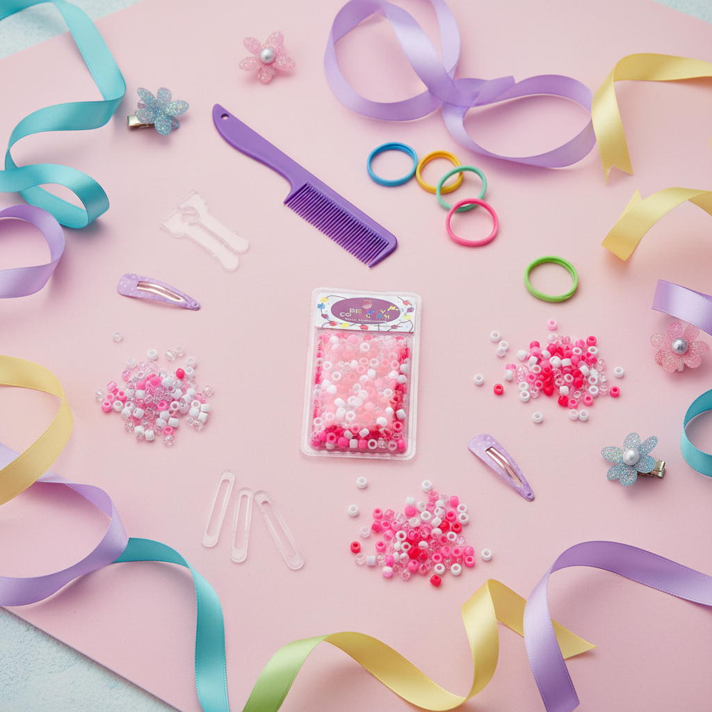 Pink Transparent Small Kids Hair Beads Lifestyle