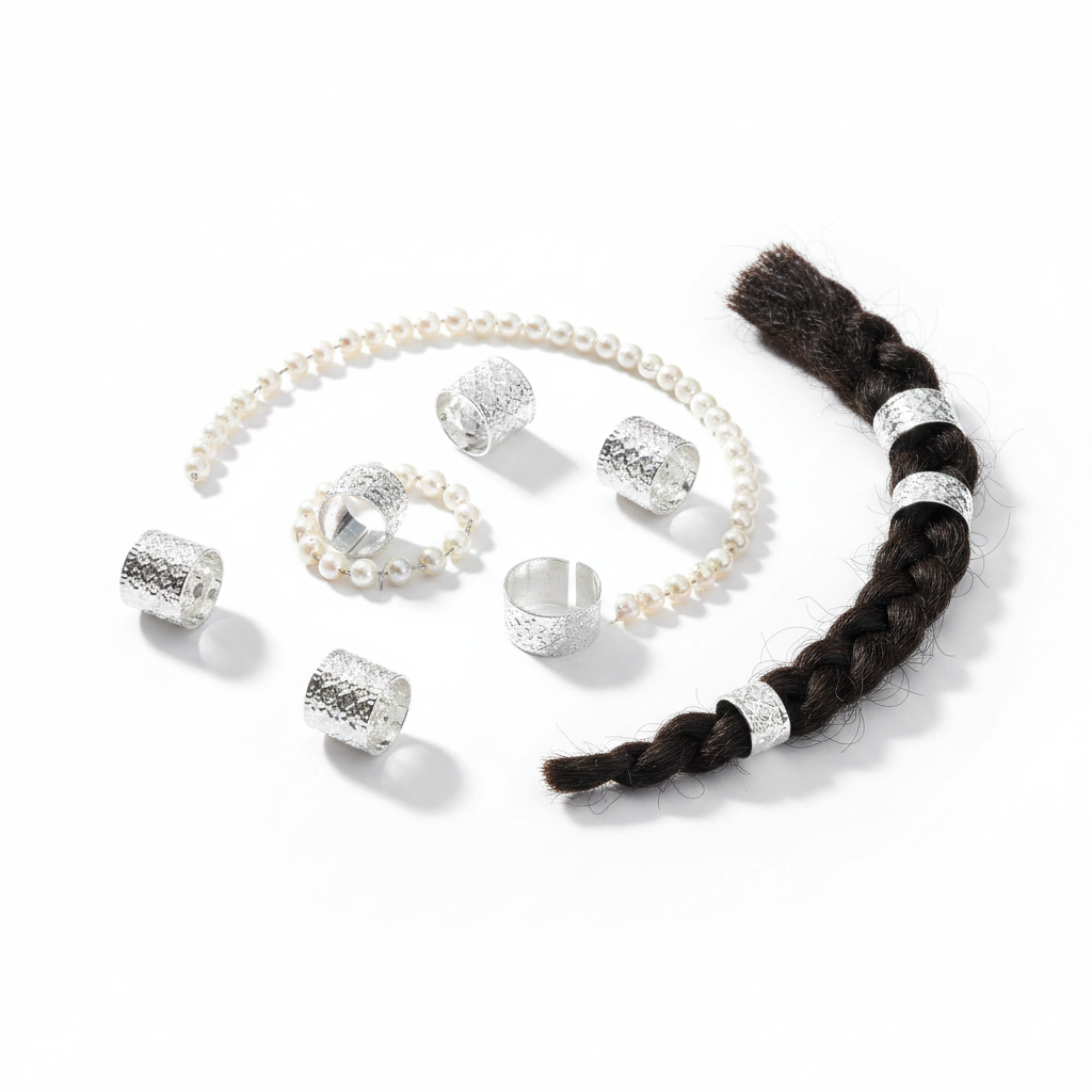 Silver Pearl Strand Hair Beads Product Focus