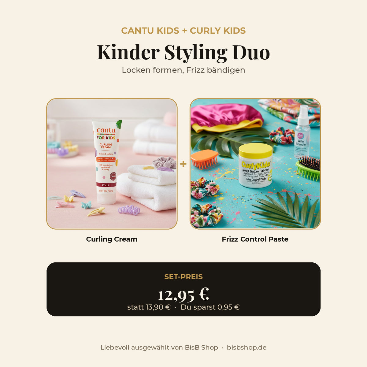Kinder Styling Duo – Cantu Kids Curling Cream und Curly Kids Frizz Control Paste